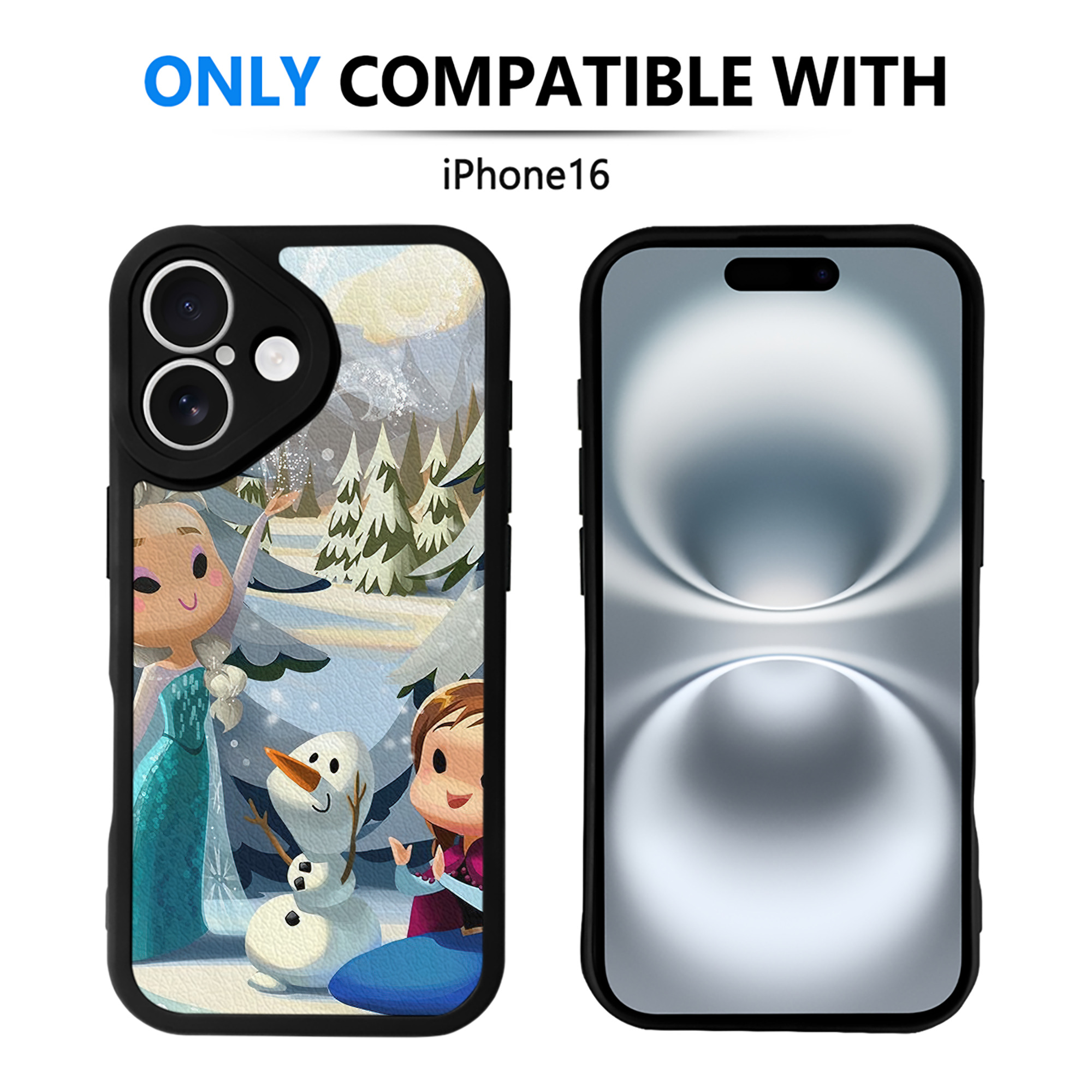 （画像用） アナと雪の女王 アンナ エルサ Frozen Anna Elsa 【iPhone 16シリーズ対応】シリコンスマホケース（レザー調） 材質：シリコン